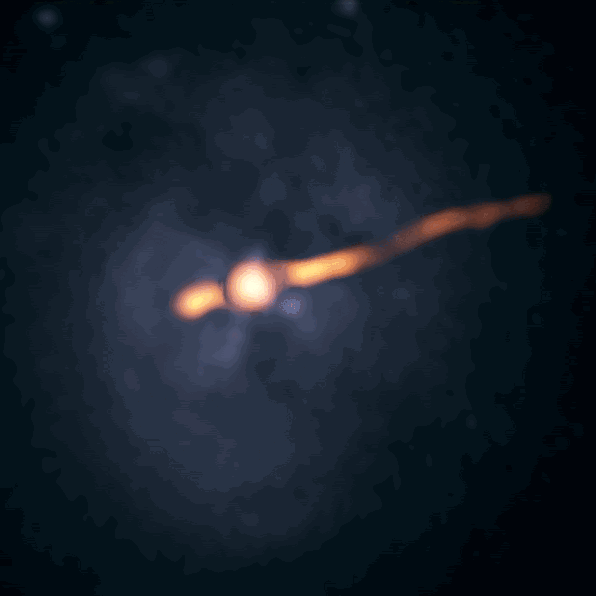 天鹅座A星系中心黑洞附近突现不明无线电信号源